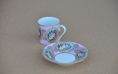 Tazzina da caffè in pocellana di Limoges rosa