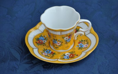 Tazzina da caffè in porcellana di Limoges gialla